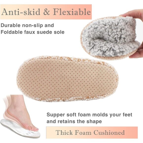 2-Pair Women's Cozy Sherpa Lined Slipper Socks with Non-Slip Grippers - Picture 3 of 6